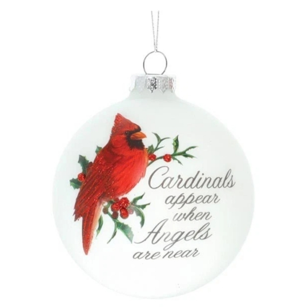 Christmas Ball Ornament Glass Cardinal Loved One Memory
